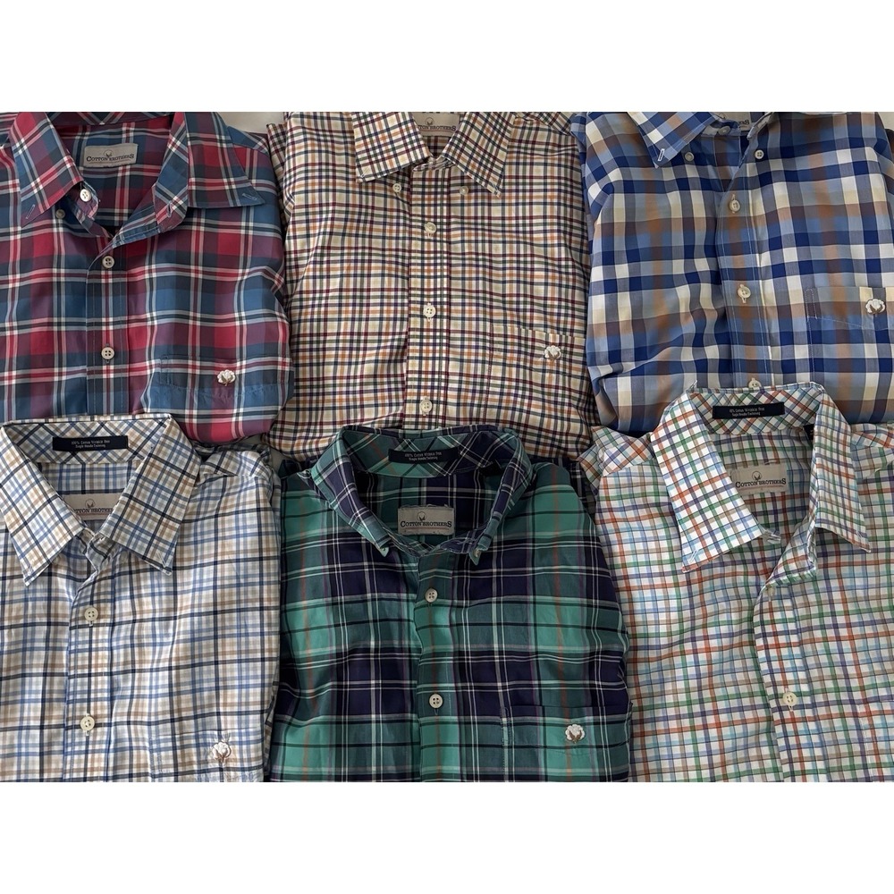 6‎ Cotton Brothers button-down shirts cotton long sleeve men's bundle.